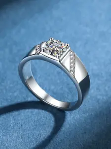 MEENAZ Silver-Plated American Diamond StuddedFingerRing