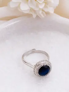 Manikya Rhodium-Plated Cubic Zirconia StuddedFingerRing