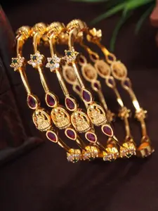 SGA FASHION Set Of 2 Gold-Plated AD Studded Temple Bangles