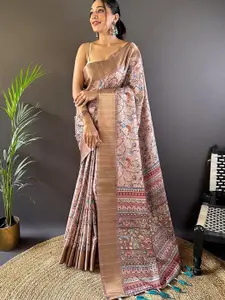SGF11 Kalamkari Zari Pure Silk Kanjeevaram Saree