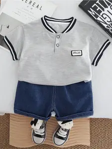 StyleCast x Revolte Boys Mandarin Collar T-shirt With Shorts