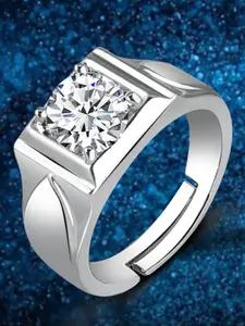 The Roadster LifestyleCo Silver-Plated American Diamond StuddedFingerRing