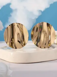 SALTY Stainless Steel Gold Plated Antique Circular Shaped Studs Earrings