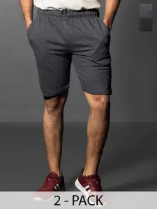 Moda Rapido Men Pack Of 2 Mid-Rise Slim Fit Cotton Shorts