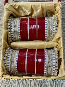 T4 JEWELS Set Of 2 Bridal Chura American Diamond Bangles