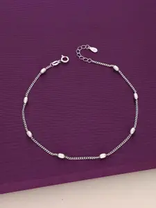 KAI JEWEL 925 Sterling Silver Rhodium-Plated Artificial Stones Studded Anklet