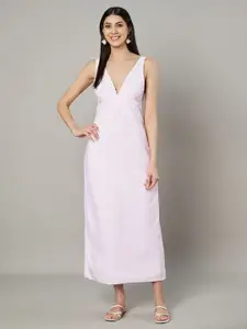 Amagyaa Women Embroidered Cotton A-Line Midi Dress