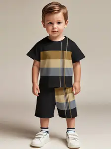 INCLUD Boys Colourblocked Short Sleeves T-shirt With Shorts