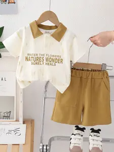 INCLUD Boys Printed Polo Neck T-shirt With Shorts