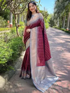 SGF11 Striped Woven Design Zari Pure Silk Kanjeevaram Saree