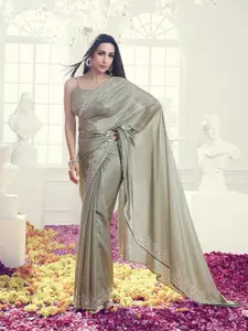 Trendmalls Women Art Silk Embellished Siroski Work Saree with Unstitch Blouse Piece