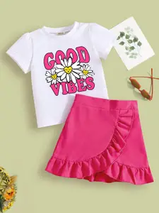 INCLUD Girls Printed Short Sleeves T-shirt With Skirt