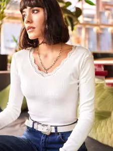 Olalook Women Cotton Long Sleeves Ribbed Top