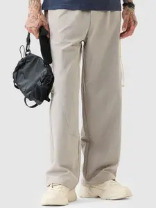 Snitch Men Snitch Beige Mid-Rise Loose Fit Trouser
