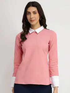 FableStreet Women Classic Slim Fit Colourblocked Formal Shirt