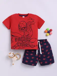 LITTLE NINJA Boys Printed Pure Cotton T-shirt With Shorts