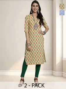 Anouk Rustic Selection Of 2 Geometric Printed Round Neck Kurta