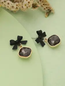 VAGHBHATT Gold-Plated Artificial Stones Studded Geometric Drop Earrings