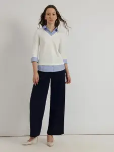 FableStreet Women Classic Slim Fit Striped Formal Shirt