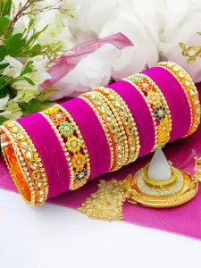 BeautyTrends Set Of 42 Gold Plated Velvet Bangles