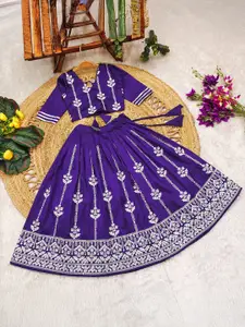 BAESD Girls Embroidered Thread Work Lehenga With Blouse