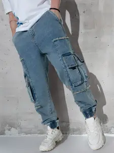 Hubberholme Men Comfort Relaxed Fit Heavy Utility cargo Mid-Rise Jogger  Jeans