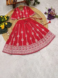 BAESD Girls Embroidered Thread Work Lehenga With Blouse