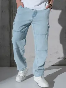 Hubberholme Men Comfort Relaxed Fit Cargo Mid-Rise Jeans