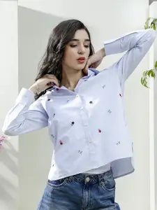 Athena Women Relaxed Fit Floral Printed Spread Collar Cotton Casual Shirt