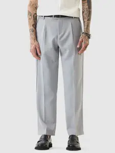 Snitch Men Grey Mid-Rise Regular Fit Formal Trouser