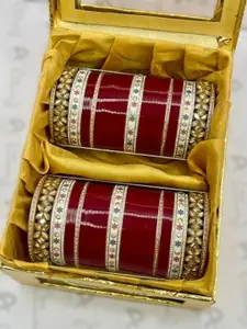 T4 JEWELS Set Of 68 Gold Plated Kundan Stone Studded Bridal Chuda Bangle