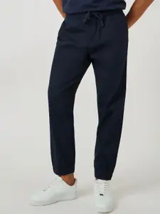 Styli Men Elasticated Cuff Relaxed Fit Linen Jogger With Drawcord