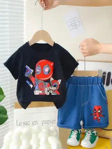 INCLUD Boys Deadpool Printed Short Sleeves T-shirt With Shorts