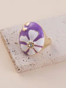 DressBerry Gold-Plated Stone Studded Finger Ring