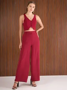 SASSAFRAS Self Design Waistcoat Top & Trousers Co-Ord Set