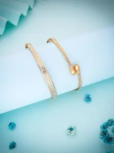 Anouk Set Of 2 Gold-Plated Intricate Textured Studded Bangles