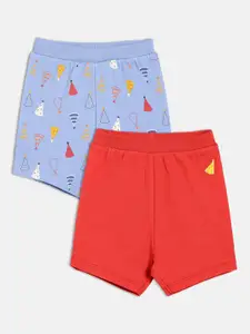 MINI KLUB Boys Pack Of 2 Mid-Rise Pure Cotton Shorts