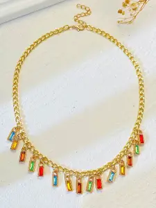 Peora Gold-Plated Crystal Stone Studded Necklace
