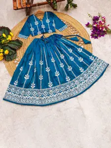 BAESD Girls Embroidered Thread Work Lehenga With Blouse
