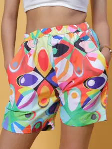 GAB Women Abstract Printed High-Rise Shorts