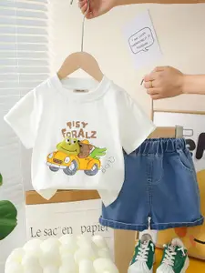 INCLUD Boys Printed Round Neck T-Shirt With Shorts