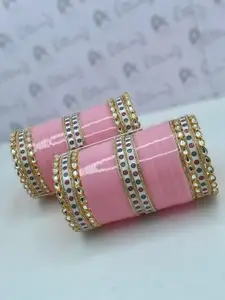 T4 JEWELS Set Of 2 Kundan-Studded Bridal Chuda Bangles