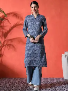 Sangria Women Floral Printed Straight Kurta