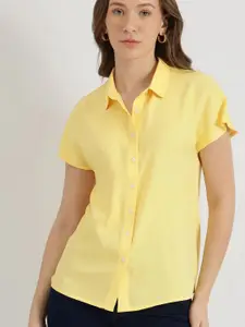 FableStreet Women Classic Fit Solid Spread Collar Casual Shirt