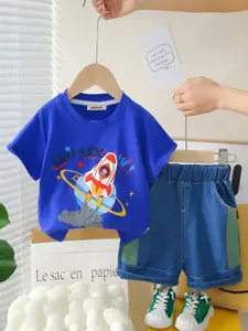 INCLUD Boys Printed Short Sleeves T-shirt With Shorts