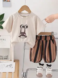 INCLUD Boys Printed Raglan Sleeves T-Shirt With Shorts