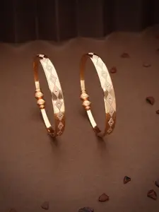 Anouk Set Of 2 Gold-Plated Intricate Textured Studded Bangles