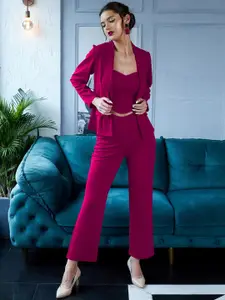 SRUTVA FASHION V Neck Top Blazer With Trousers Co-Ords Set