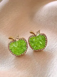 KRENOZ Gold-Plated Crystals Studded Geometric Studs