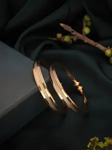 Anouk Set Of 2 Gold Plated Textured Bangles